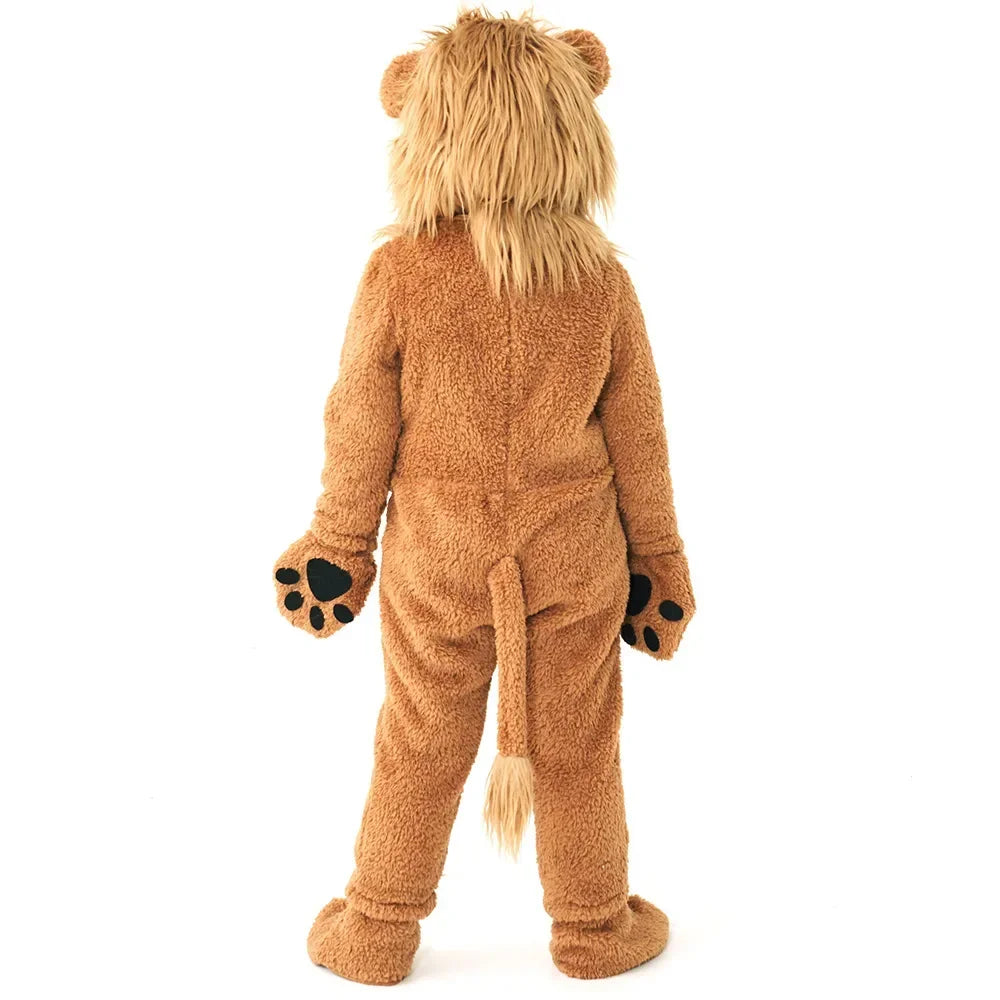 Child Kids 2-12Y Fleece Furry Lion King and Fox Costume Rompers Set Cosplay Halloween Fancy Dress