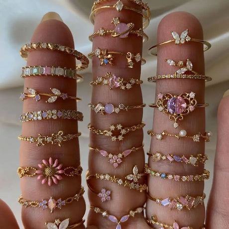 Sweet and Dainty Colourful Zircon Rings Gift Idea