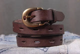 Maggy's Genuine Leather Women's Belt Pure Copper Button