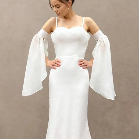 Long Tulle Detachable Sleeves