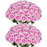 50 Pcs Velvet Roses Artificial Flowers Real Touch Fake Roses Valentine's DIY Wedding Bouquet Home Decor