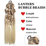 Synthetic 24-inch Bubble Lantern Braided Ponytail Hair Extension with Silver Glitter Wire