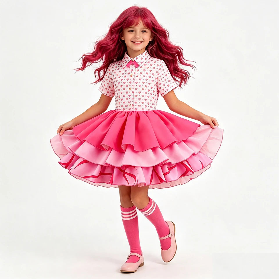 Descendants Cosplay Red Pink Chloe Kids Clothes Halloween Book Week Costumes