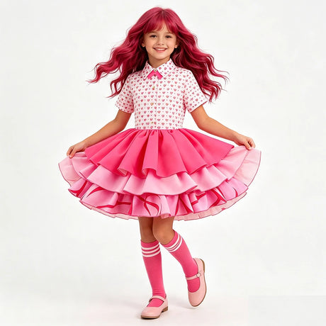 Descendants Cosplay Red Pink Chloe Kids Clothes Halloween Book Week Costumes