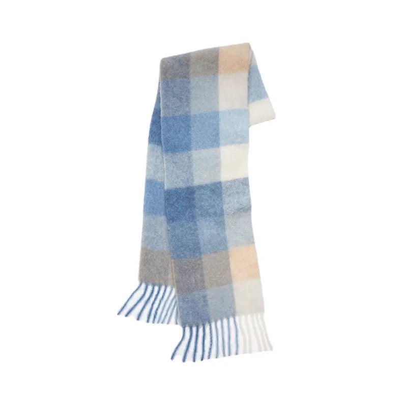 Colour Blocks Autumn Winter Plaid Scarves Imitation Cashmere Mohair