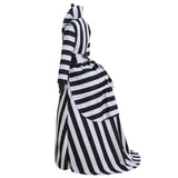 Ms Beetlejuice Cosplay Costume Black and White Stripes Victorian Dress