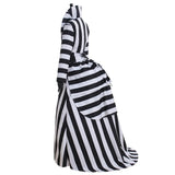 Ms Beetlejuice Cosplay Costume Black and White Stripes Victorian Dress