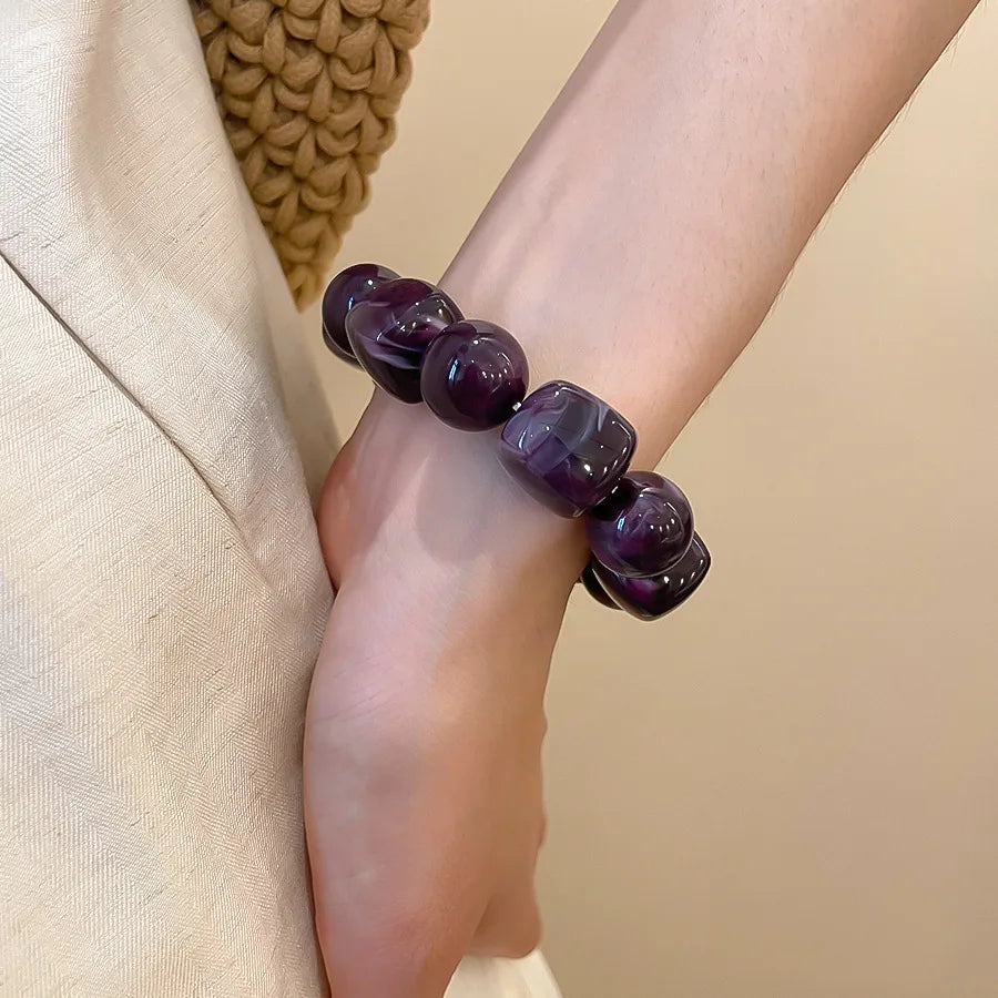 Acrylic Irregular Square Round Beaded Bracelet Vintage Reproduction