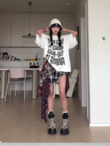 Tartan Grunge Y2k Irregular Mini Skirt