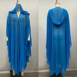 Sparkly Thin Hooded Cloak Cape Dress Stage Performer Cover Up