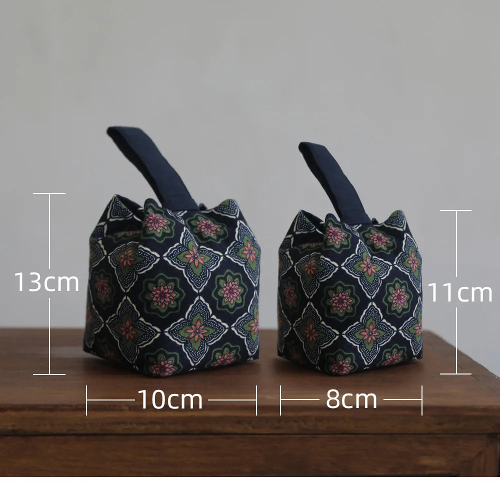 Padded Cotton Teacup Storage Bag Ceramic Glass Drawstring Bags Portable Organiser