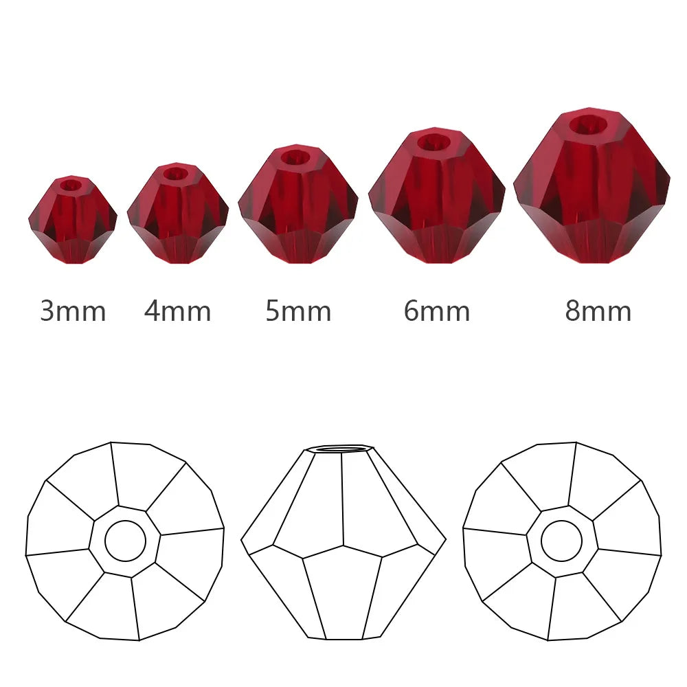 3/4/6mm Rainbow Austria Bicone Crystal Beads AB Colour Faceted Glass Beads for DIY Jewellery Making