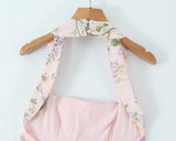 Ceony's Pink Floral Backless Halter Neck Dress