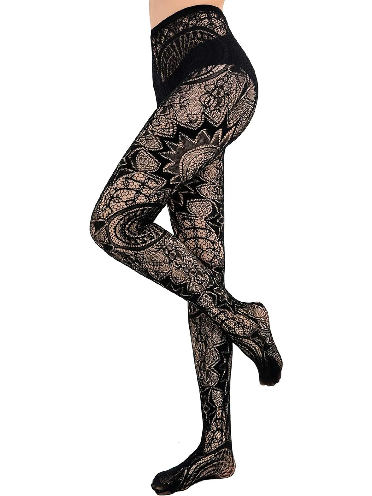 Fishnet Stockings Jacquard Lace Pantyhose