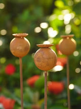 1/3pcs Rusted Poppy Garden Decor Stakes