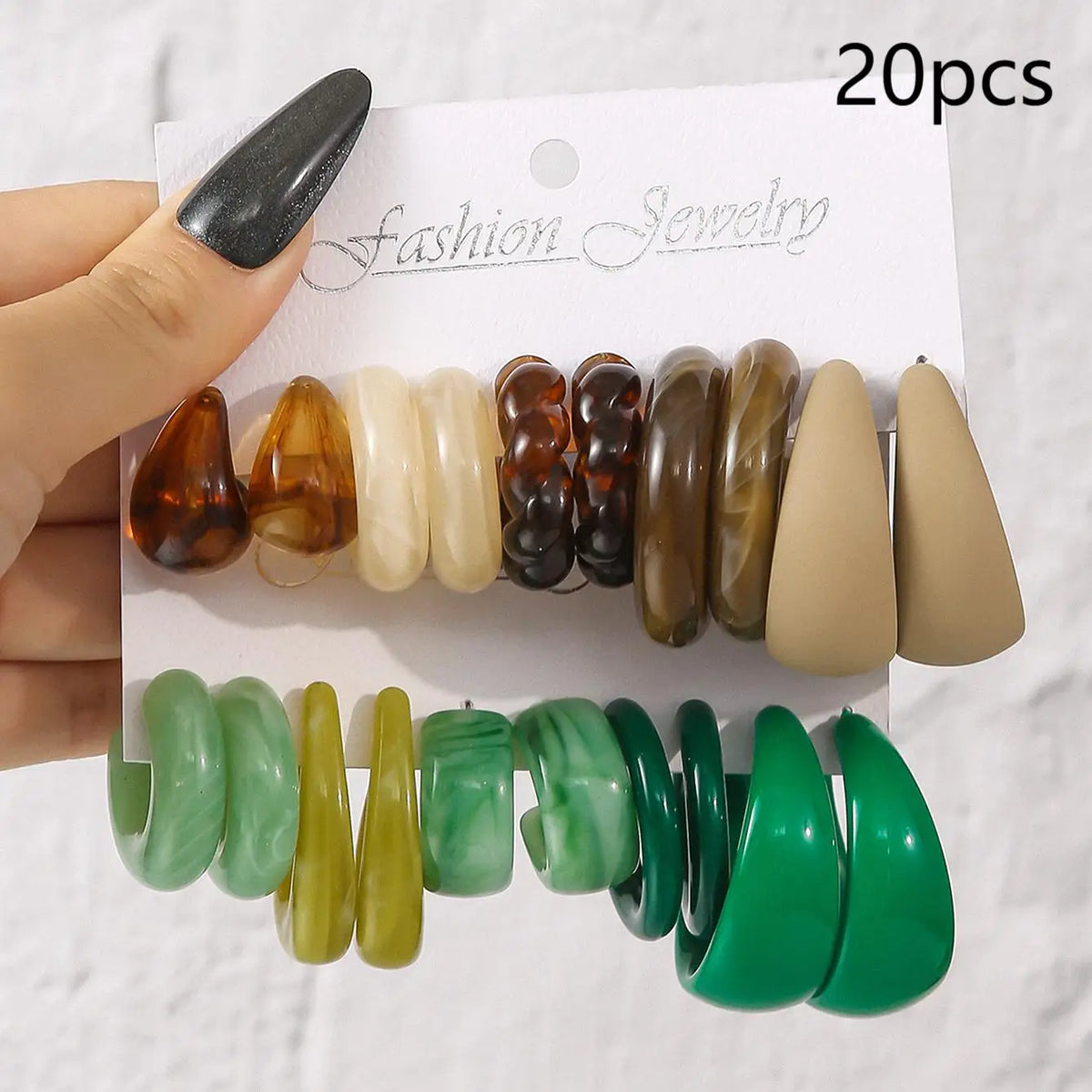 Sets of Vintage Style Multi-colour Hoop Earrings Set Water Drop C-shaped Designs