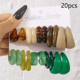 Sets of Vintage Style Multi-colour Hoop Earrings Set Water Drop C-shaped Designs