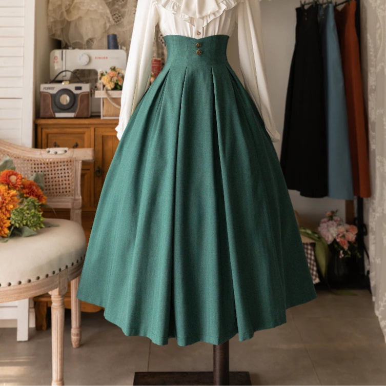 Victorian High Waist Midi Skirt