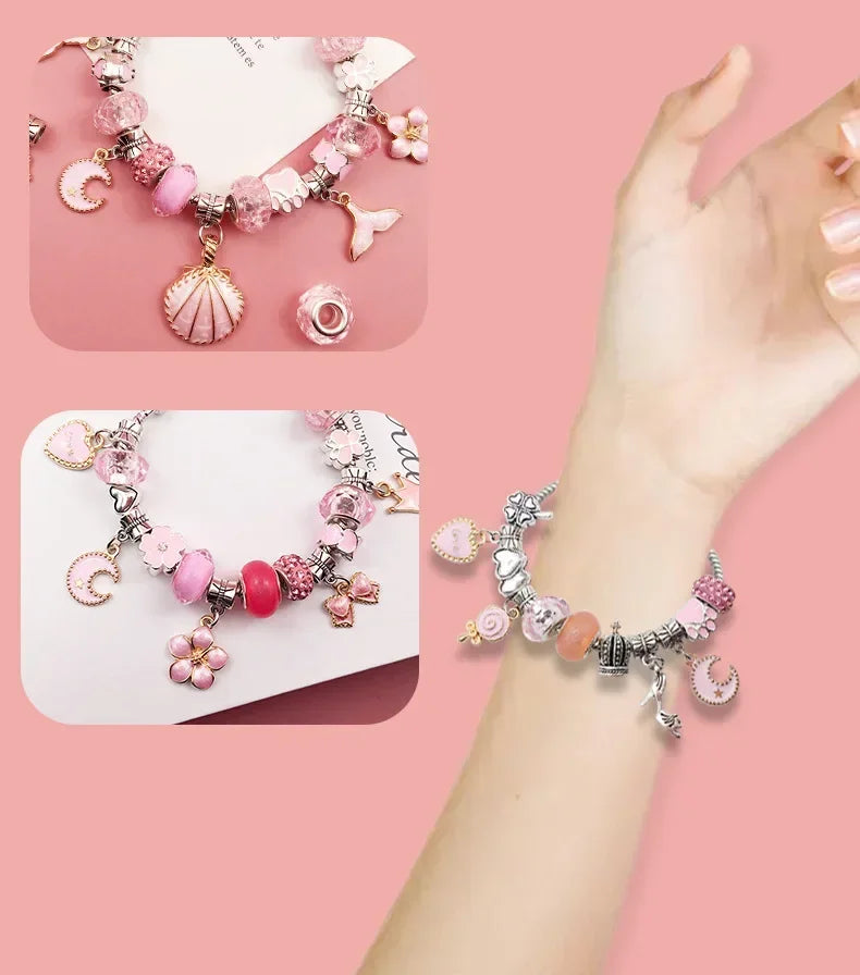 Charm Bracelet Making Kit Girls Gift Box 66 Pcs of DIY Jewellery Making Kit