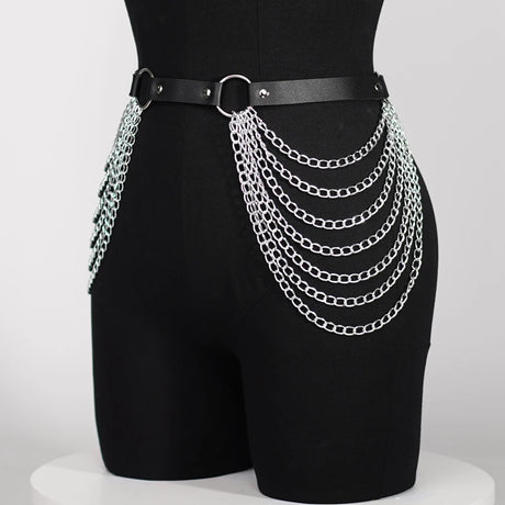 Rib Cage Harness Chest Body Harness Gothic Punk Faux Leather & Chains