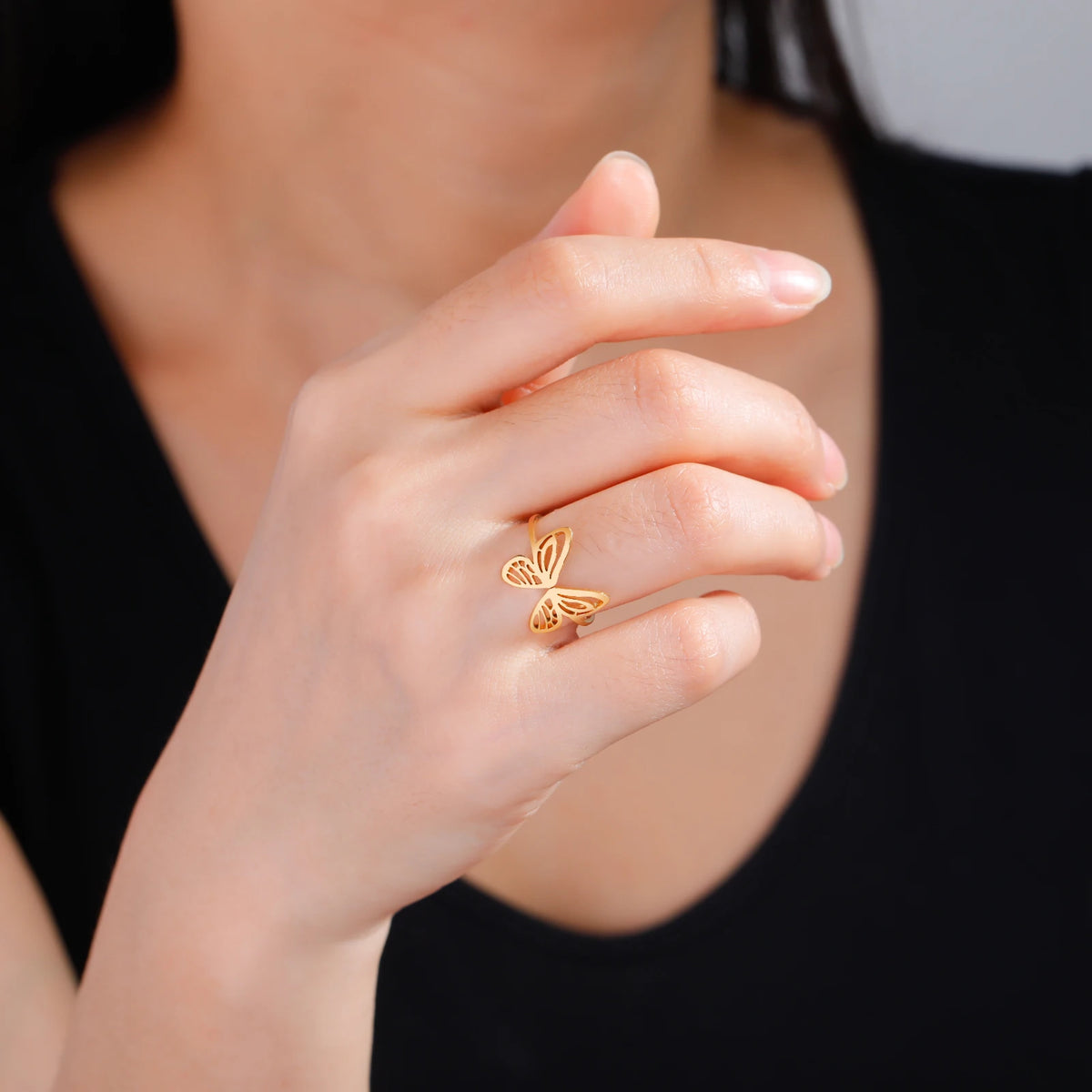 Open Butterfly Ring Stainless Steel Gifts Under $10