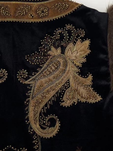 Dharma's Bead Stitched Vest Faux Fur Lined Vest