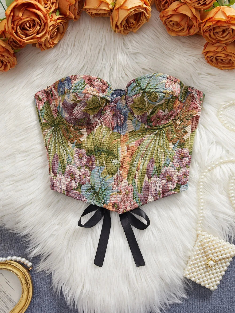 Meadow Weaver's Boned Floral Underwired Corset
