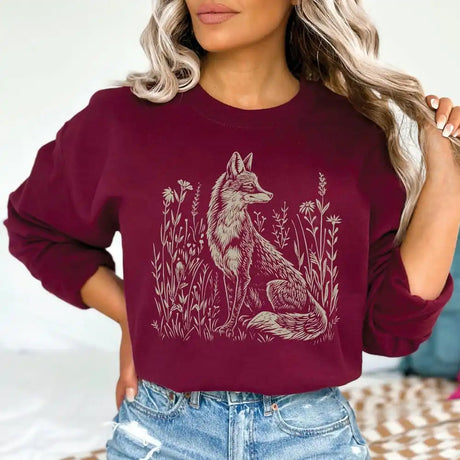 Wildflower Fox Sweatshirt Cottagecore Sweater