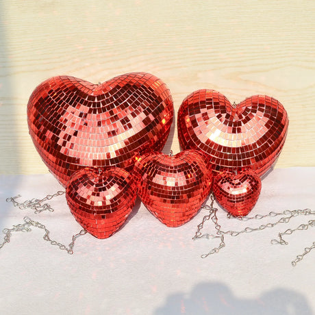 Love Heart Disco Ball Hanging Decoration with Chain