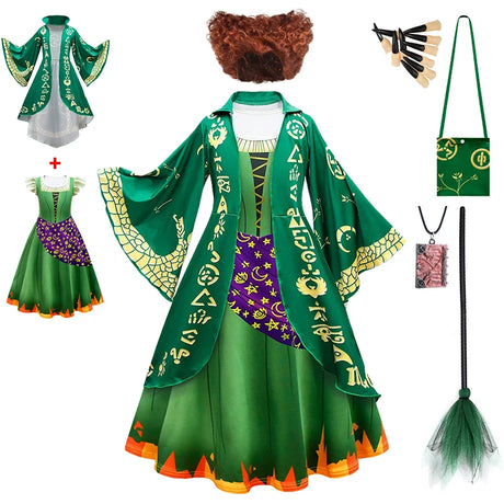 Hocus Pocus 2 Halloween Costume Child Sanderson Sisters Party Dresses Winifred Witch Costumes Children
