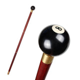 Black Eight Ball Wooden Walking Stick Cane
