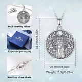 Moonstone Triple Moon Goddess Hecate Dog Amulet Pendant Necklace 925 Sterling Silver