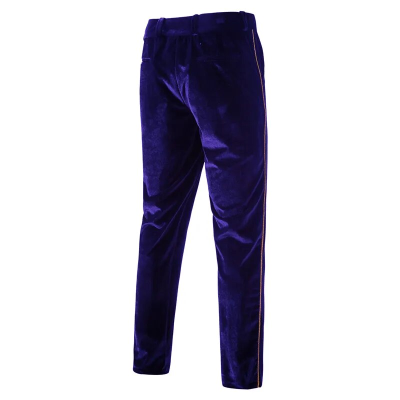 Plush Velvet Suit Two-piece Mens Party Suits Double Breasted Tuxedo Blazers & Pants