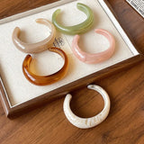 Smooth Round Acrylic Cuff Bangles Vintage Style Jelly Coloyr Smudging Wide Resin Bracelets