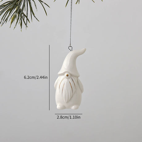 White Ceramic Christmas Tree Ornaments Snowman Reindeer Xmas Hanging Decor