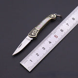 Principessa Pesca Handmade Shell Inlaid Folding Knife High Quality Sharp Brass Portable Keychain Mini Knife
