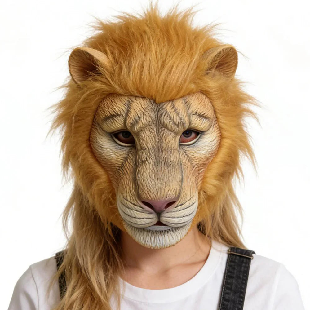 Lion Mask Cosplay Beast White Lion Latex Masks Book Week Halloween Party Costumes Props