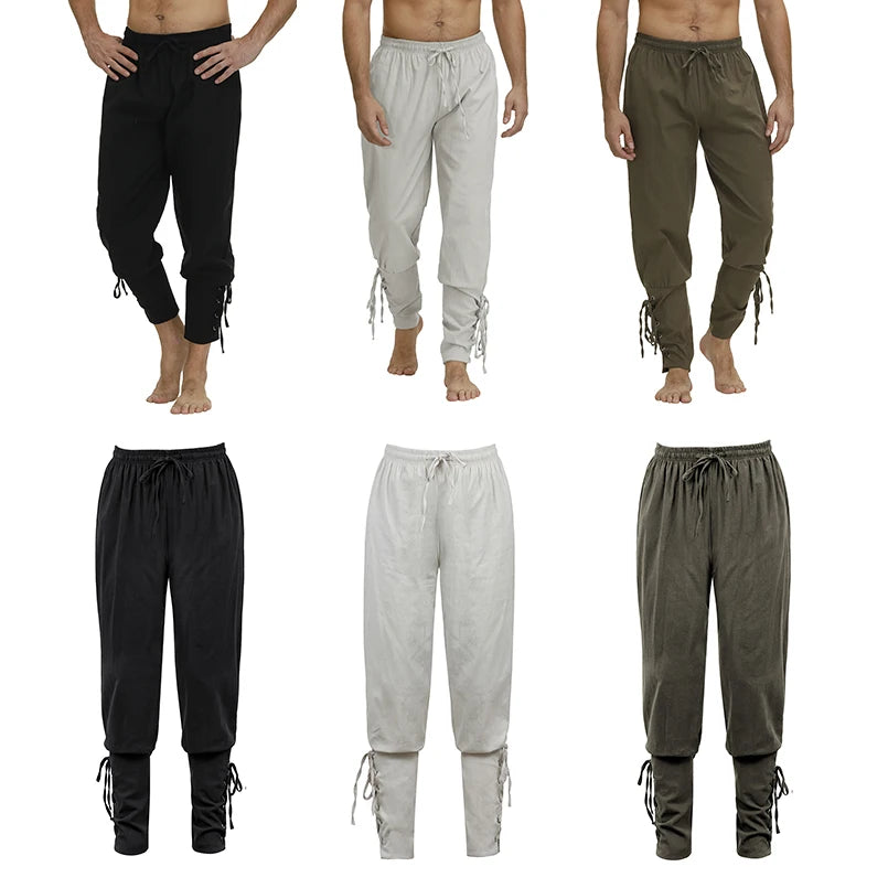 Medieval Pants Viking Costume Pirate Trousers Lace Up Renaissance LARP Cosplay