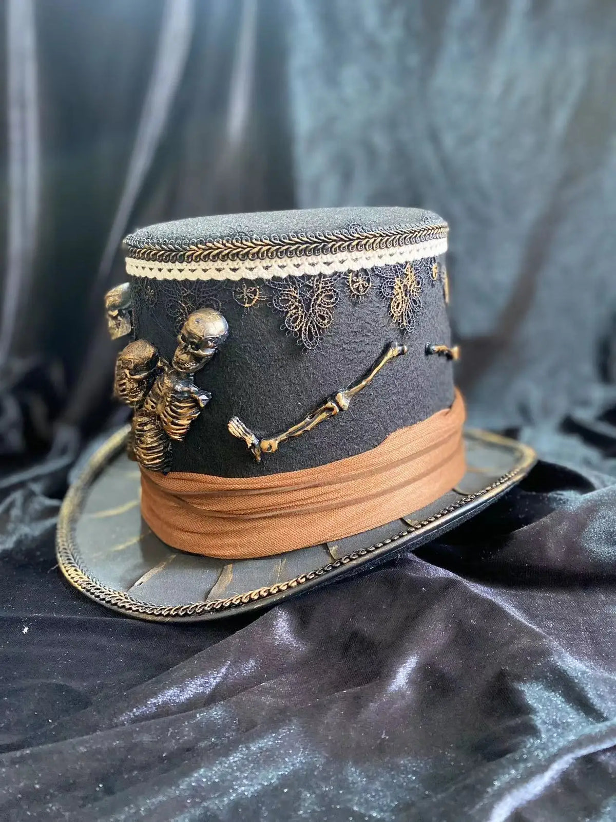 Pirate Hats Vintage Skull Feather Triangle Hats Halloween CosPlay Pirate Top Hat