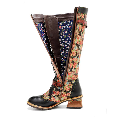 Maybelle's Genuine Leather Floral Lace Up Boots