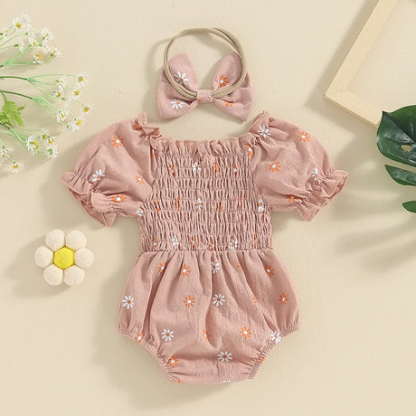 Valentines Day Easter St Patricks Christmas Baby Girls Heart Print Romper with Headband