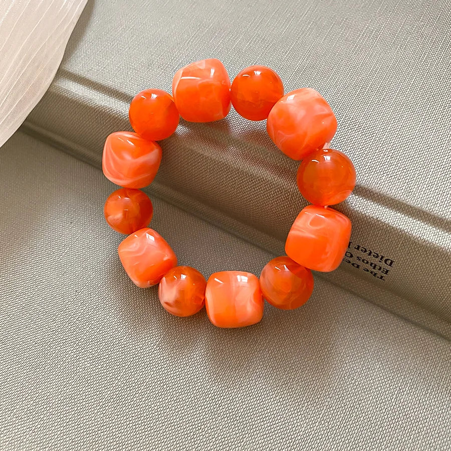 Acrylic Irregular Square Round Beaded Bracelet Vintage Reproduction