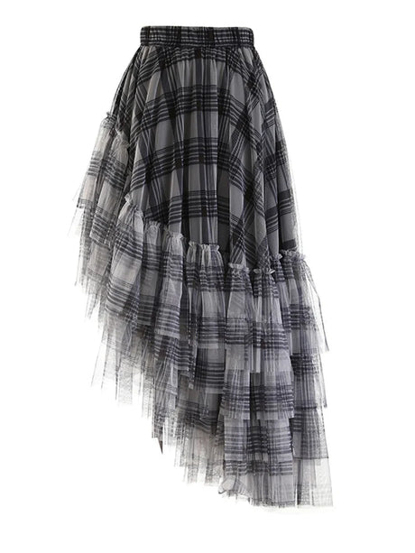 Curious Plaid Ruffle Skirt