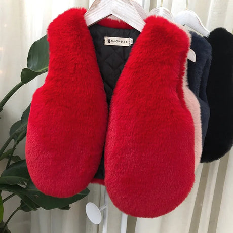 Baby Girls Faux Fur Vest Winter Outfits Kids Warm Sleeveless Coat Infant Toddler 6M-7Y Outerwear