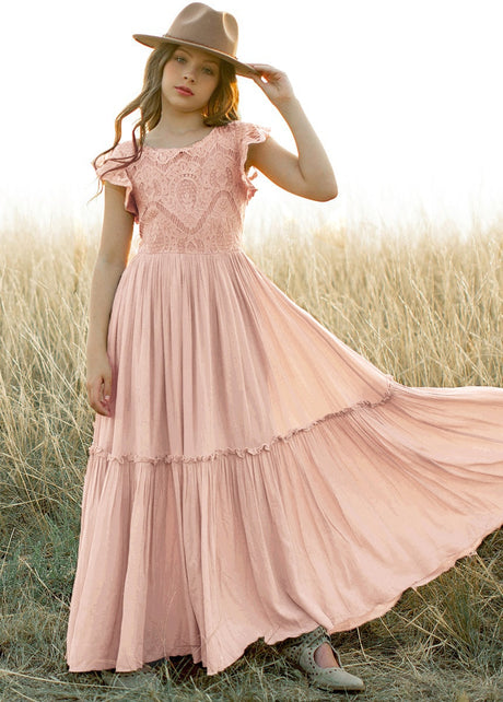 Girls Maxi Lace Chiffon Photoshoot Dresses For 3-15 Years