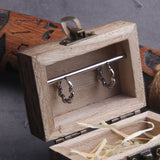 Viking Rope Stainless Steel Huggie Hoop Earrings for Men with Wooden Box