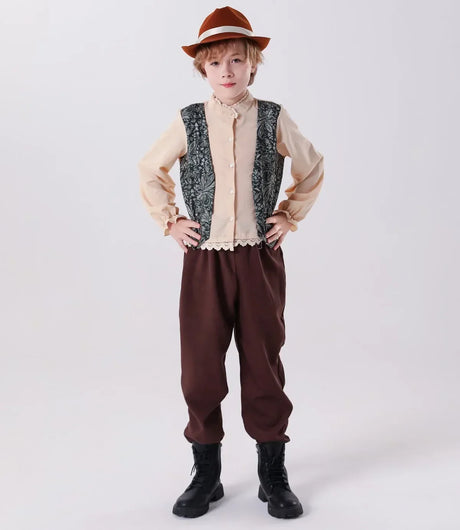 Medieval Peasant Children Cosplay Halloween Stage Performance Costumes