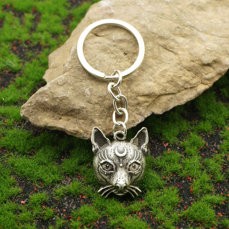 Witch's Cat Head Keyring
