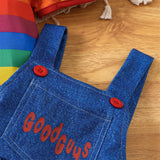 Chucky Costume  Halloween Toddler Baby Girl Cosplay Kids Rainbow Striped Shirt Overalls
