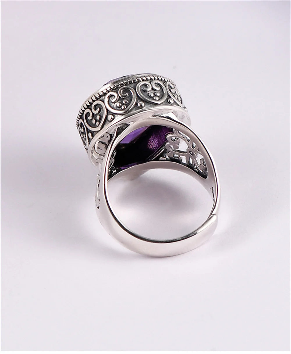 Tear of the Kraken S925 Sterling Silver Ring Waterdrop Amethyst